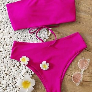 LACE UP BACK BANDEAU BIKINI SET